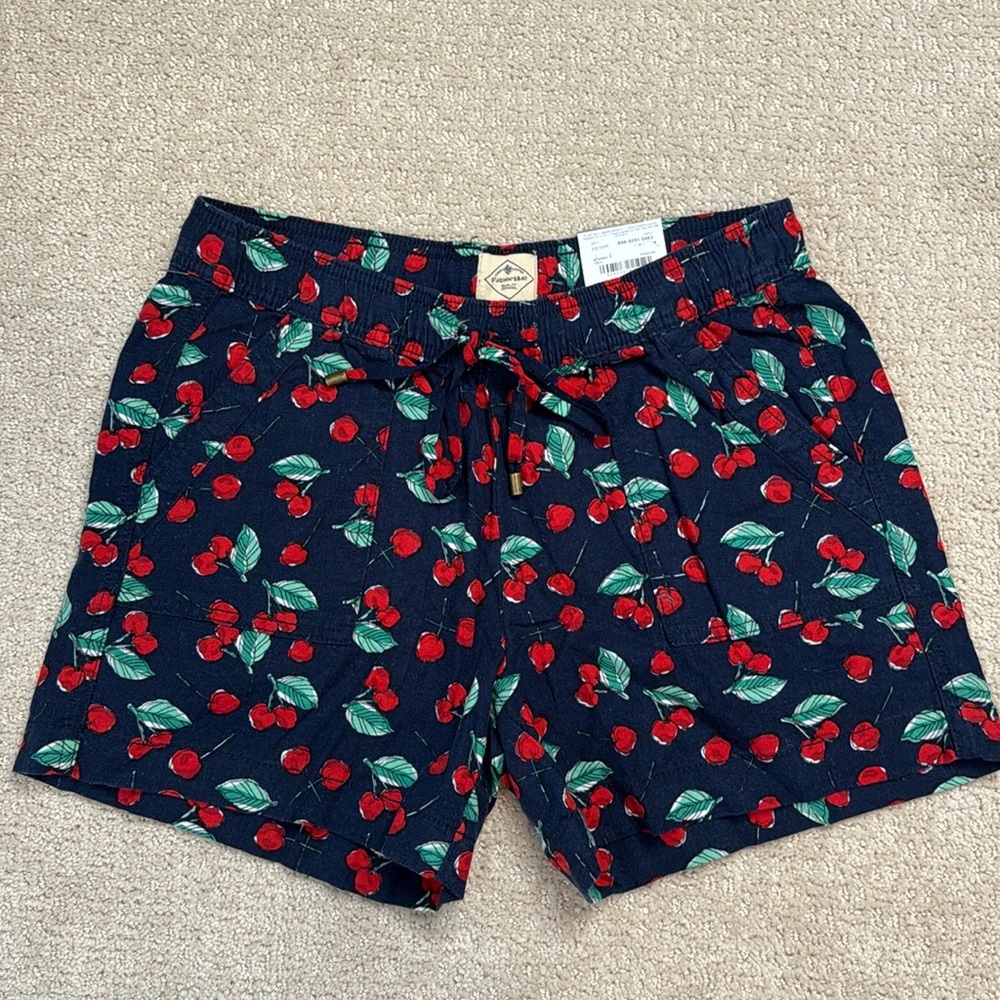 St. John's Bay Linen Cherry Shorts Mid Rise NWT Size S